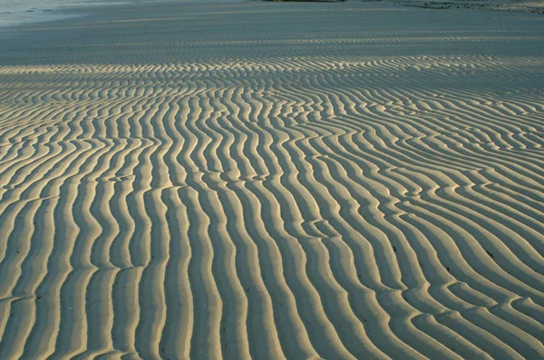 Repetitive pattern of sand ripples created by the small wavelets as the tide receded.  The image was taken at sunset showing the ephemeral beauty of nature.