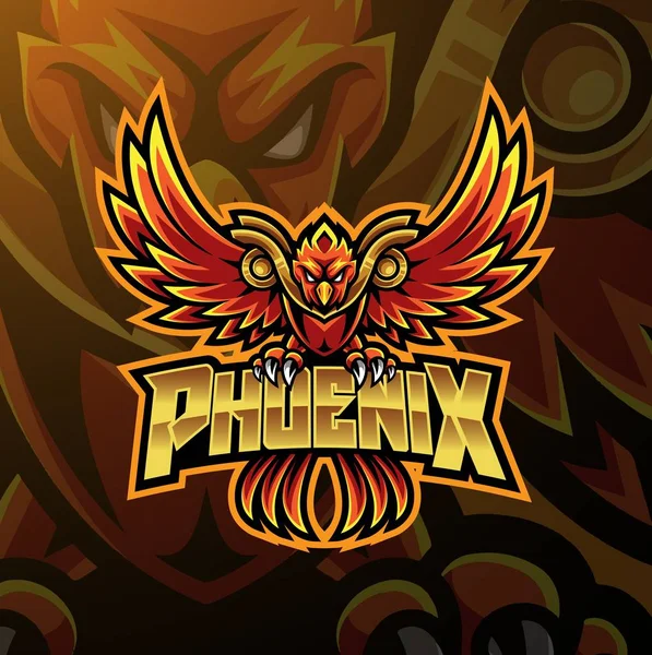 Phoenix Sport Mascot Logo Design — Stock Vector