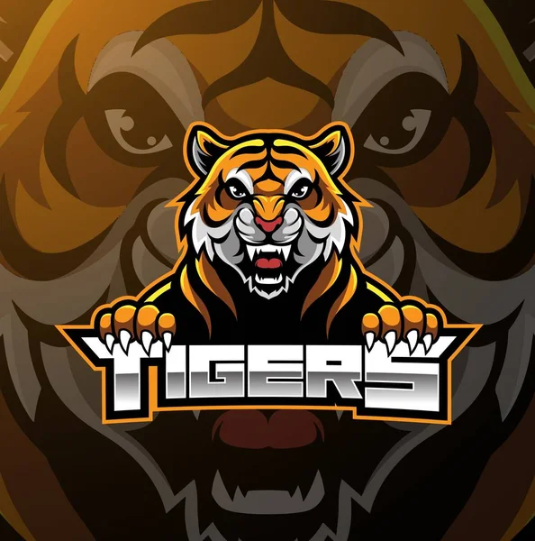 Diseño Del Logotipo Mascota Cara Tigre — Vector de stock