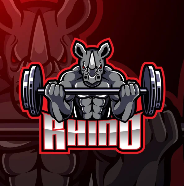 Rinoceronte Mascote Jogo Logotipo Design — Vetor de Stock