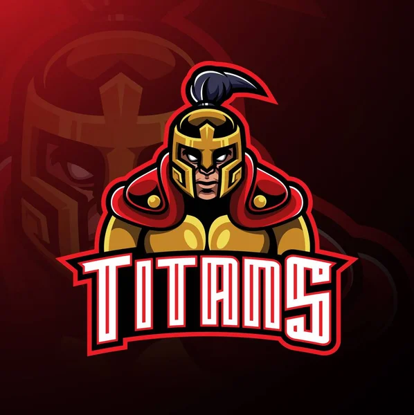 Diseño Del Logotipo Mascota Guerrera Titans — Vector de stock