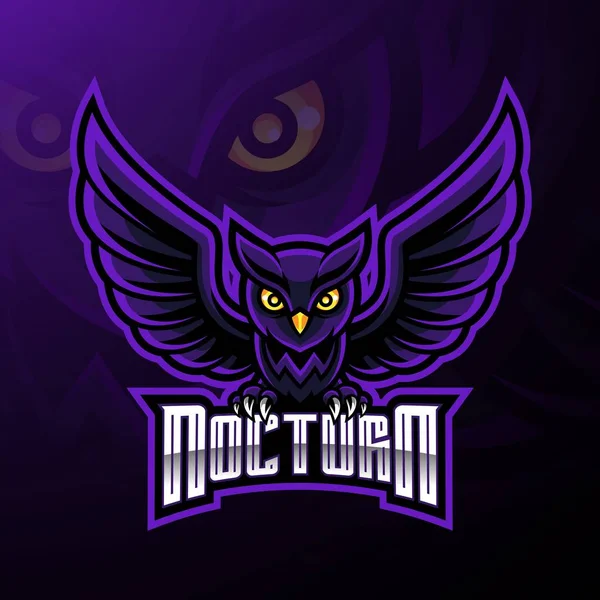 Nocturnal Bird Owl Mascot Logo Design — Stock Vector