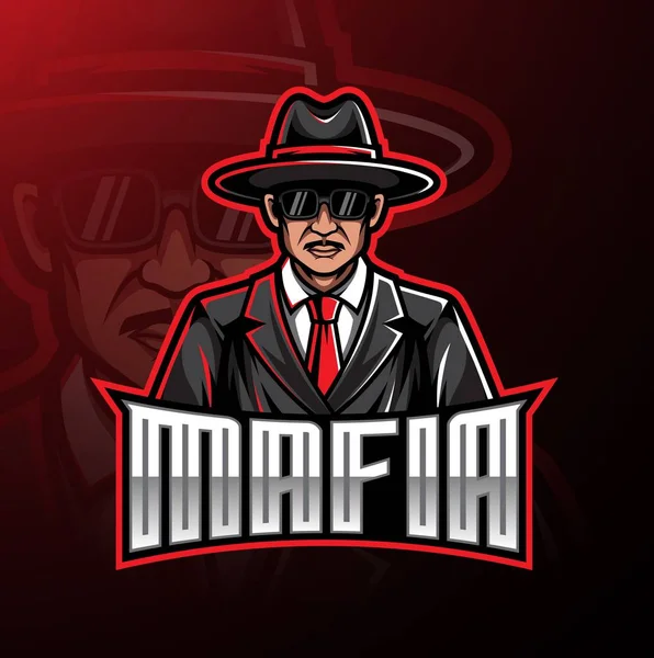 Mafia Logo Maskottchen Gaming Design — Stockvektor