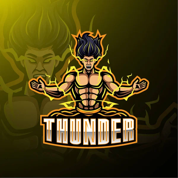 Thunder Sport Mascotte Logo Ontwerp — Stockvector