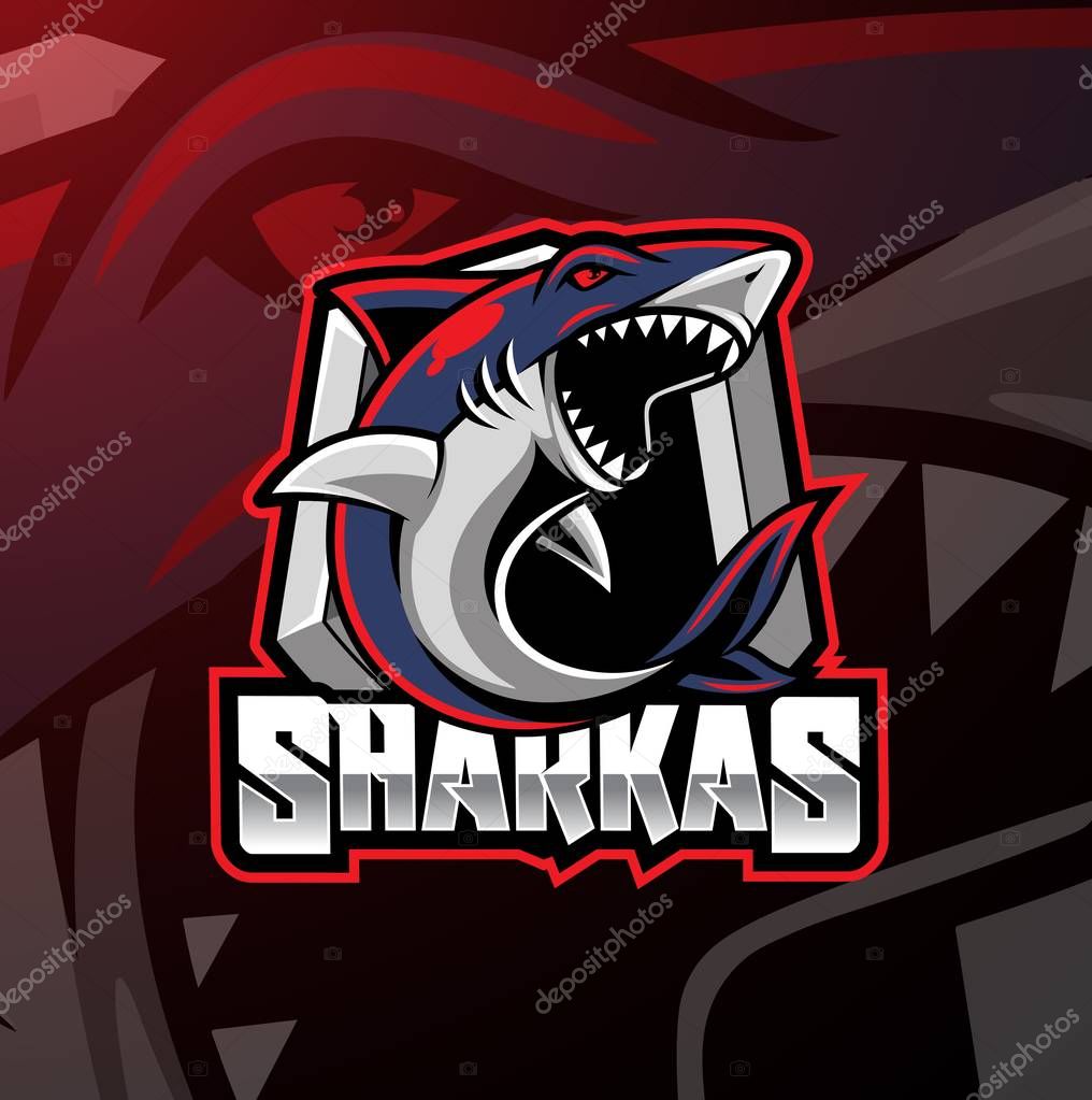 Shark sport mascot logo design