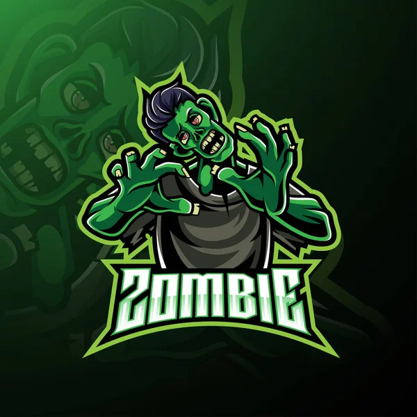 Zombie Nieumarłych Maskotka Logo Projektu — Wektor stockowy