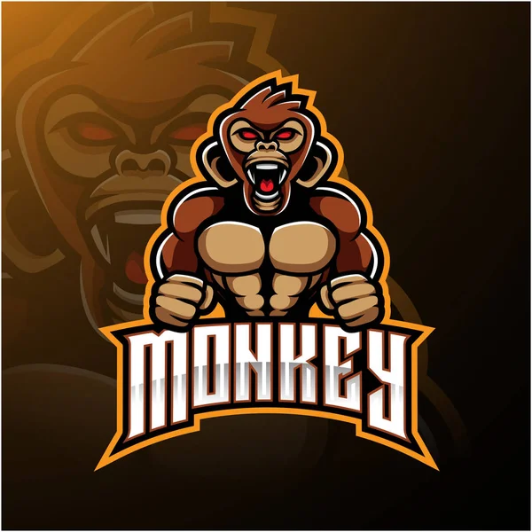 Angry monkey face mascot logo design
