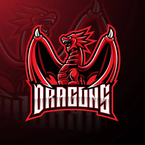 Dragon Spor Maskot Logo Tasarımı — Stok Vektör