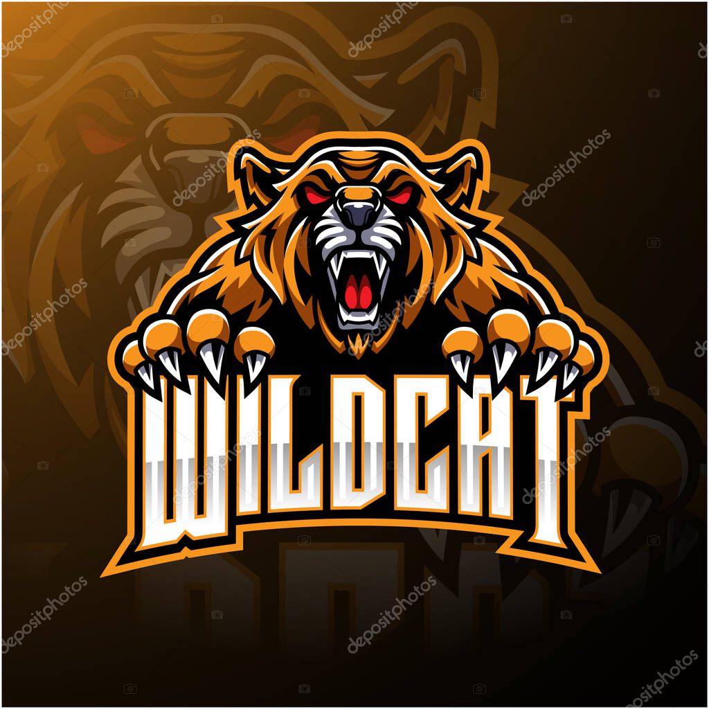 Angry wildcat face mascot logo design