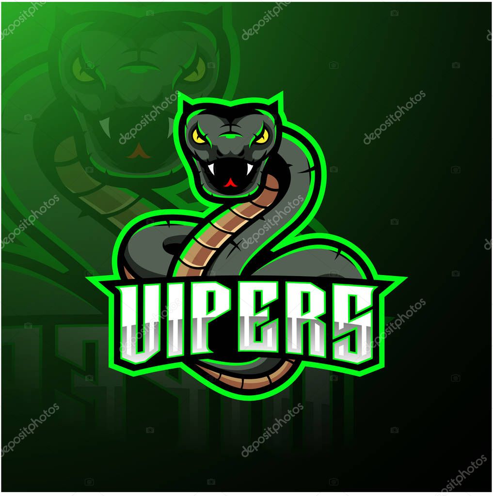 Green viper snake mascot logo design