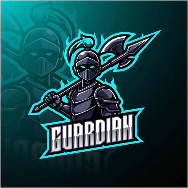 Guardian Esports Mascote Logotipo Design —  Vetores de Stock