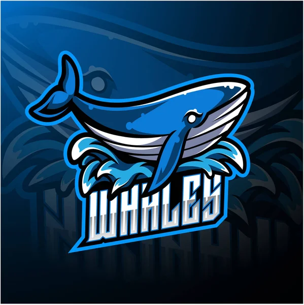 Φάλαινα Esport Μασκότ Σχέδιο Λογότυπου — Διανυσματικό Αρχείο