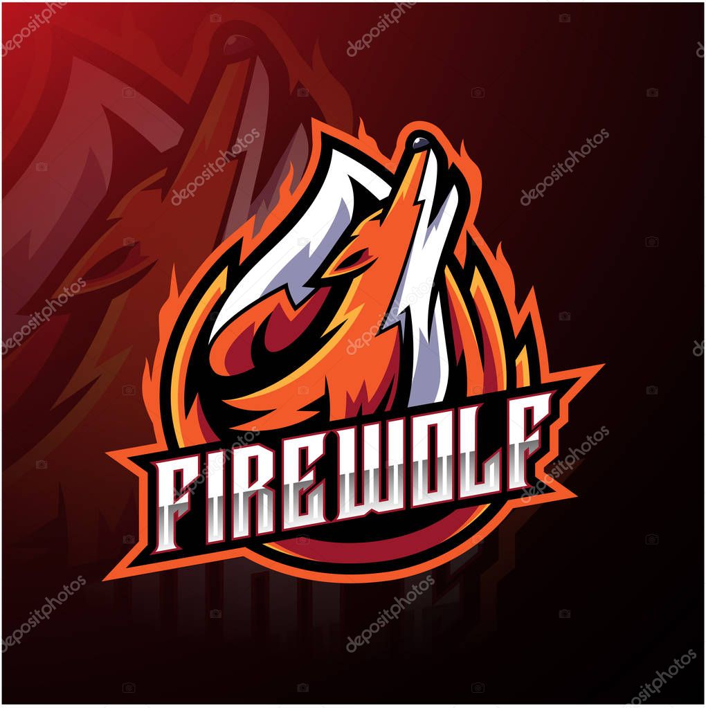 Fire wolf esport logo design