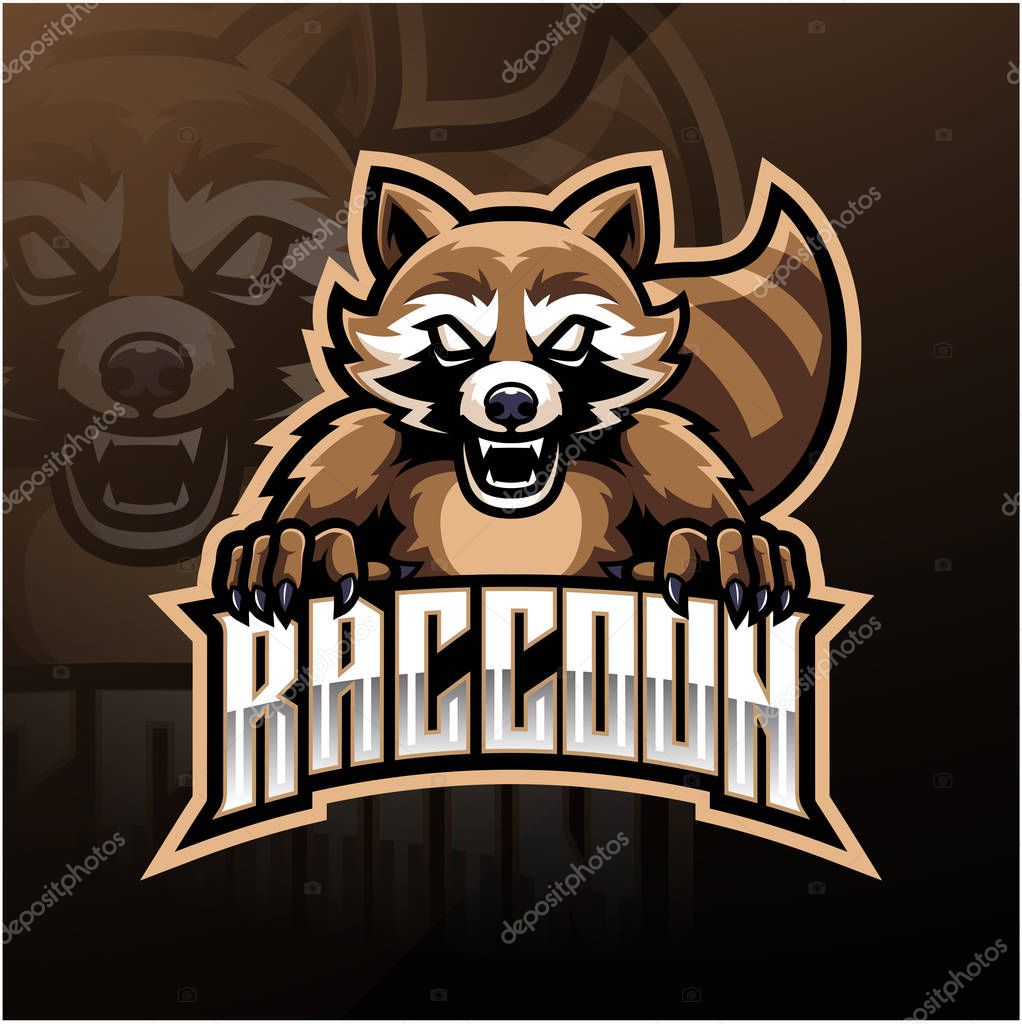 Raccoon sport mascot logo design
