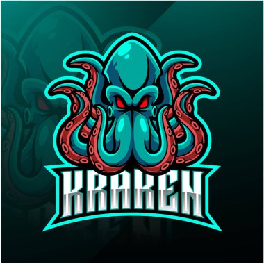 Kraken octopus sport mascot logo design clipart