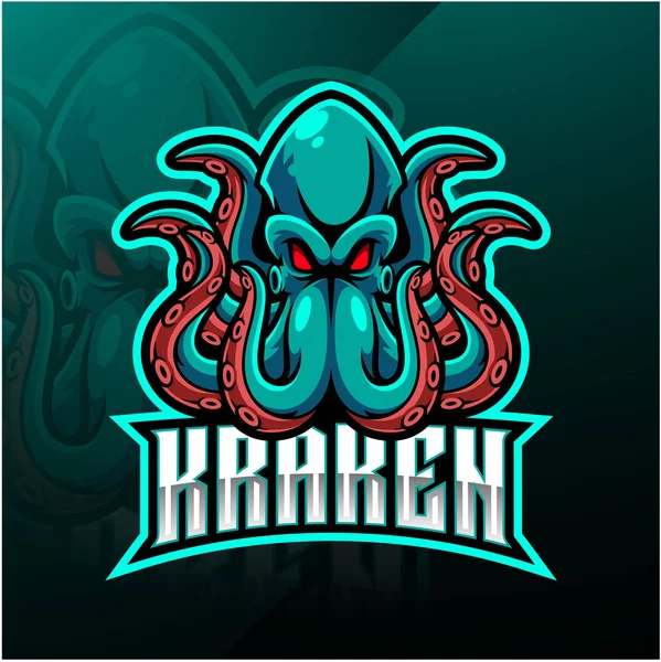 Diseño Del Logo Mascota Deportiva Pulpo Kraken — Archivo Imágenes Vectoriales