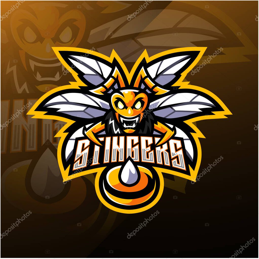 Angry bee mascot logo design