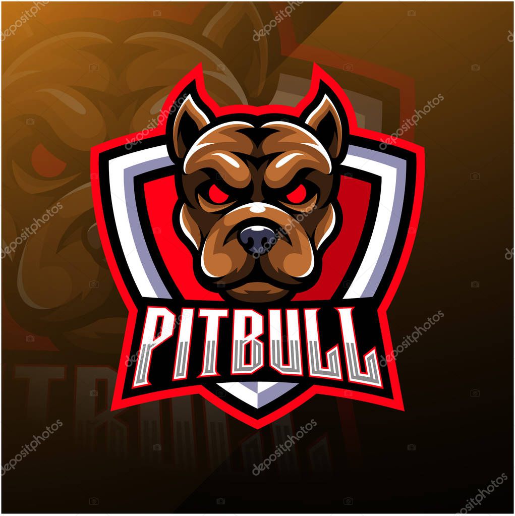 Pitbull head esport mascot Logo