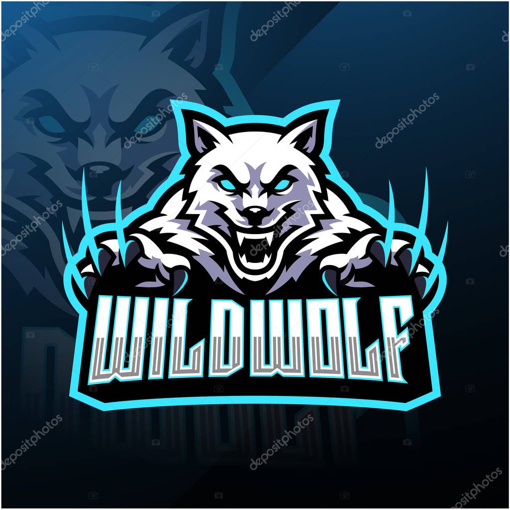 Wild wolf esport mascot logo design
