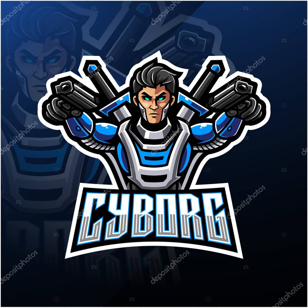 Cyborg esport mascot logo design