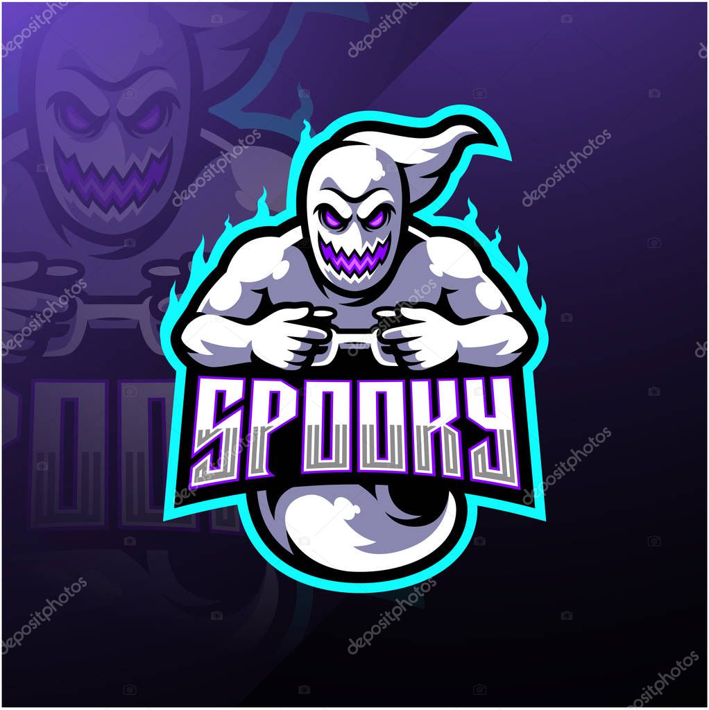 Spooky ghost esport mascot logo design