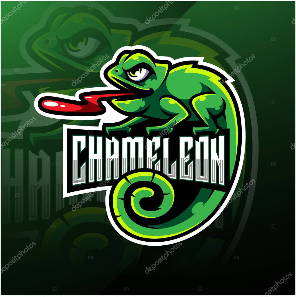 Chameleon esport mascot logo design