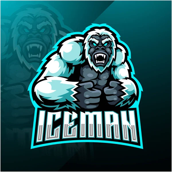 Yeti Esport Mascotte Logo Ontwerp — Stockvector