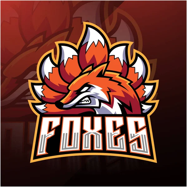 Foxes Esport Mascot Logo Design — Stock Vector