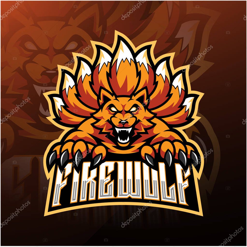 Fire wolf esport mascot logo design