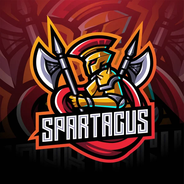 Spartacus Esport Mascotte Logo Ontwerp — Stockvector