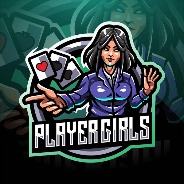 Player Girls Esport Logo Maskotki — Wektor stockowy