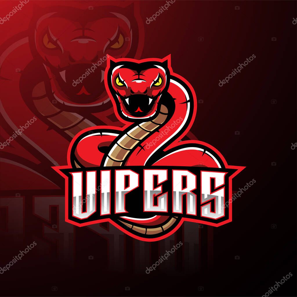 Red viper snake mascot logo design