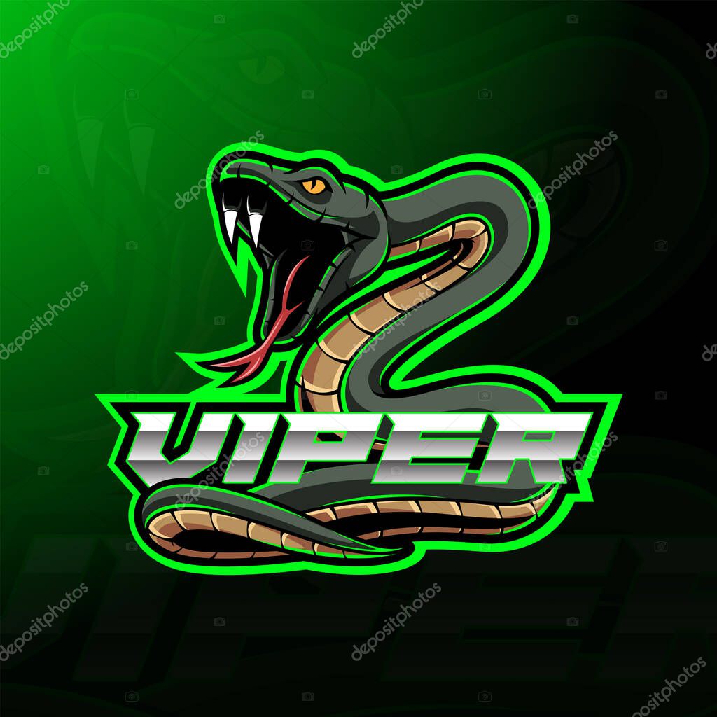 Green viper snake mascot logo design