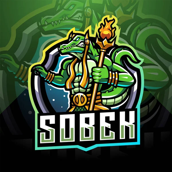 Sobek Esport Mascota Logo Design — Archivo Imágenes Vectoriales
