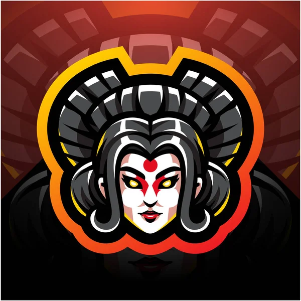 Geisha Huvud Esport Maskot Logotyp Design — Stock vektor