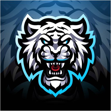 Beyaz kaplan esport maskot logosu