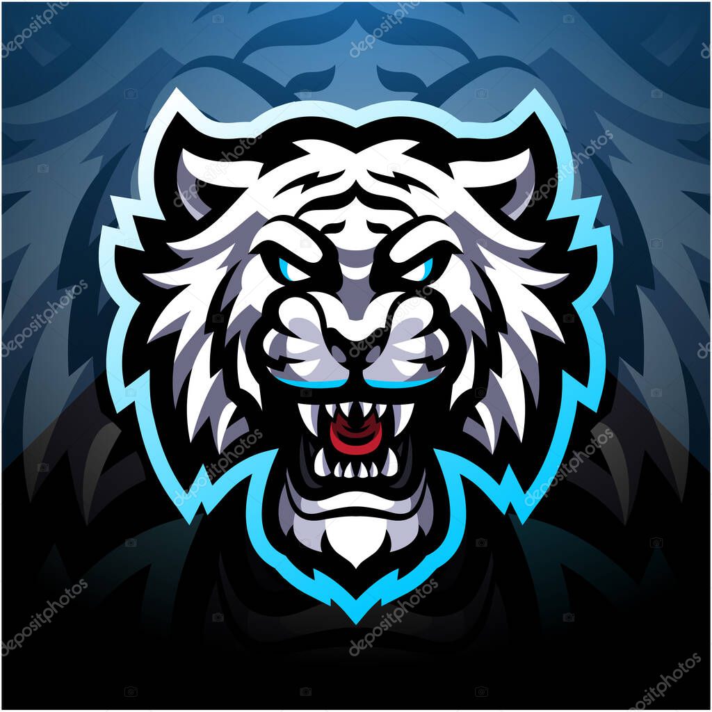 White tiger esport mascot logo