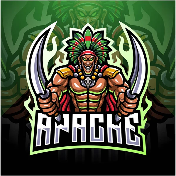 Logotipo Mascota Esport Jefe Tribal — Vector de stock