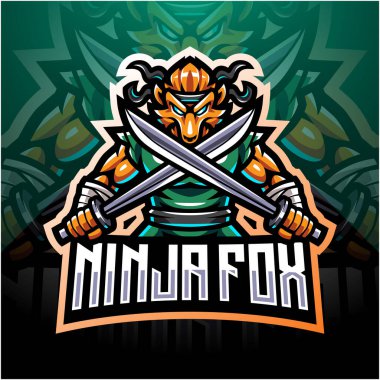Ninja fox esport mascot logo design clipart