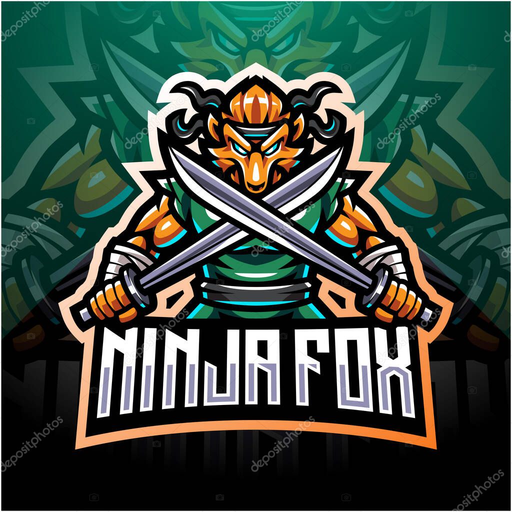 Ninja fox esport mascot logo design
