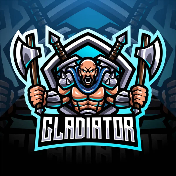 Gladiator Esport Maskottchen Logo Design — Stockvektor