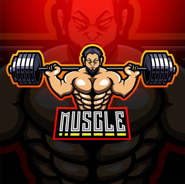 Muscle Hombre Esport Mascota Logotipo Diseño — Archivo Imágenes Vectoriales