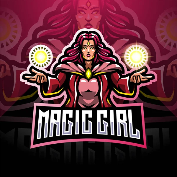 Magic Lányok Esport Kabala Logó Design — Stock Vector