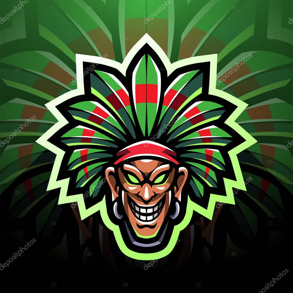 Tribal chief head esport mascot logo