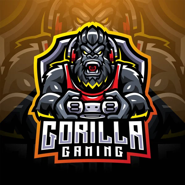 Goryl Gry Esport Maskotka Logo — Wektor stockowy