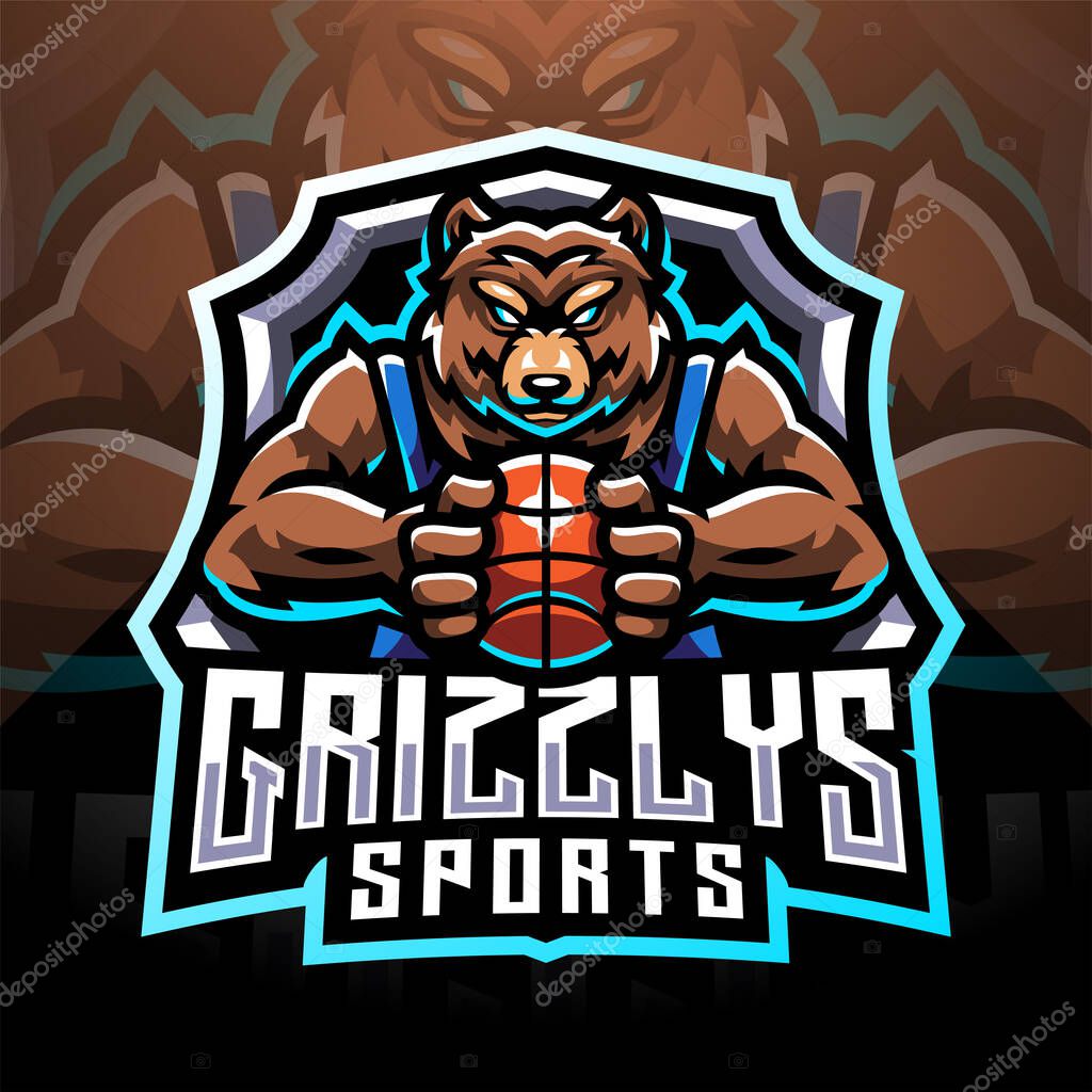 Grizzlys esport mascot logo design