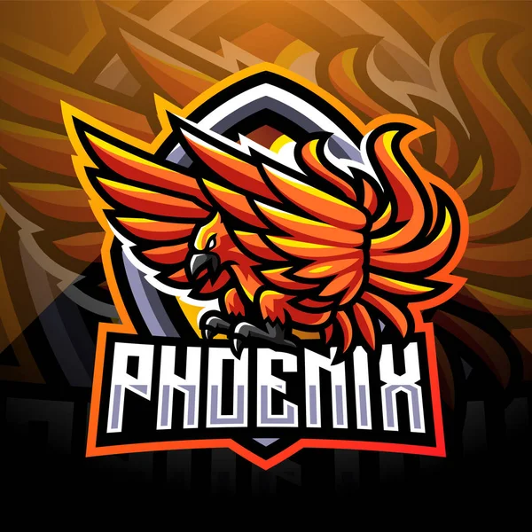 Phoenix Esport Projekt Logo Maskotki — Wektor stockowy