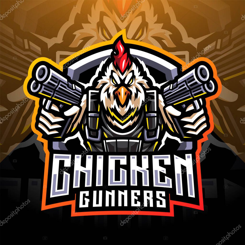 Chicken gunners mascot logo