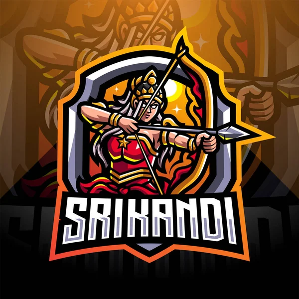 Srikandi Esport吉祥物标志设计 — 图库矢量图片