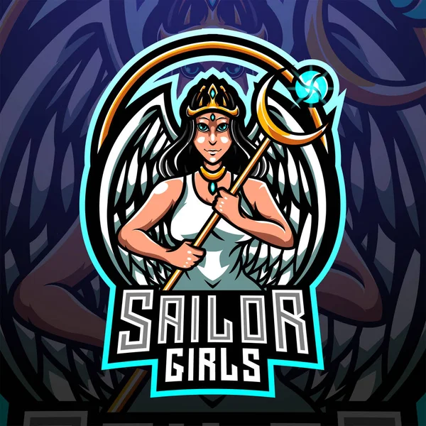 Sailor Κορίτσια Esport Λογότυπο Μασκότ — Διανυσματικό Αρχείο